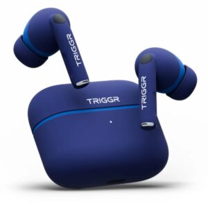 TRIGGR Ultrabuds N4 with Premium Finish, Rubber Grip Design, 40H Battery, 13 mm Drivers Bluetooth (Cobalt Mariner, True Wireless)